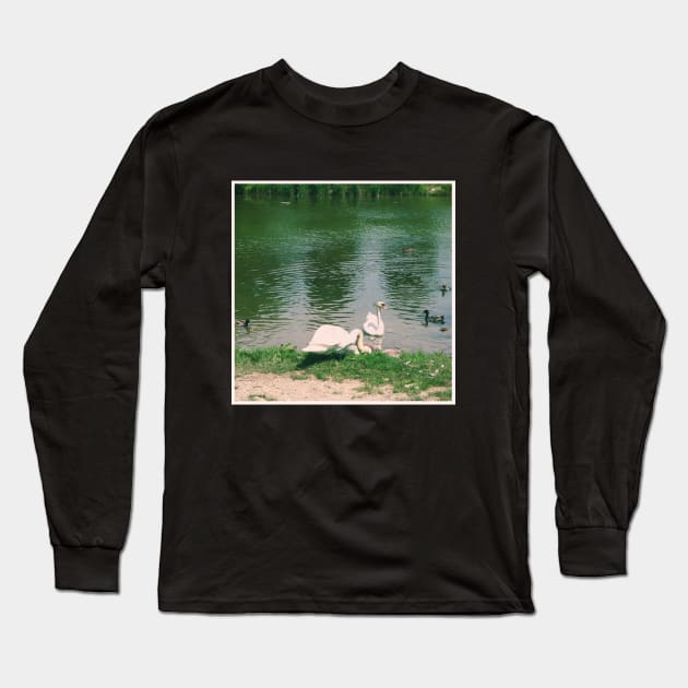 Beautiful Vintage Photography of Swans in Vienna Austria Europe Streets of Vienna Discover new places Travel the world Long Sleeve T-Shirt by BoogieCreates